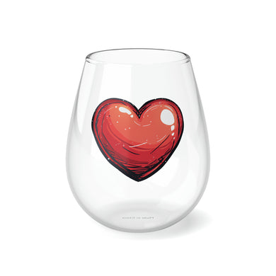 Red Heart Stemless Wine Glass, 11.75oz