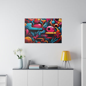 Funky Shapes Wall Art | Horizontal Turquoise Matte Canvas