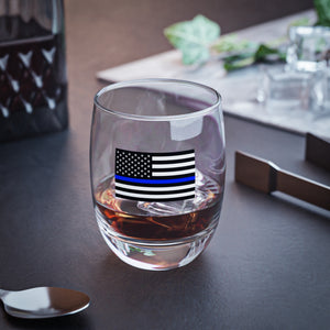 American Flag with Police Blue Line Whiskey Glass