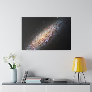 Lonely Galaxy Lost in Space Center Wall Art | Horizontal Turquoise Matte Canvas