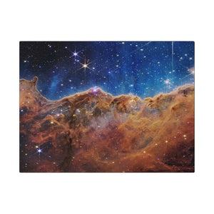 Carina Nebula Center Wall Art | Horizontal Turquoise Matte Canvas