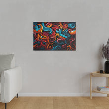 Load image into Gallery viewer, Colorful Doodles Wall Art | Horizontal Turquoise Matte Canvas