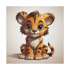 Happy Tiger Cub Wall Art | Matte Canvas