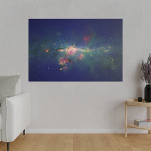 Peony Nebula Wall Art | Horizontal Turquoise Matte Canvas