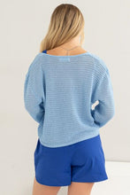 Load image into Gallery viewer, HYFVE V-Neck Stripe Texture Long Sleeve Top