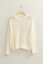 Load image into Gallery viewer, HYFVE Openwork Ribbed Trim Long Sleeve Knit Top