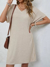 Load image into Gallery viewer, Ribbed V-Neck Short Sleeve Dress