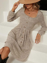 Load image into Gallery viewer, Square Neck Long Sleeve Sweater Dress