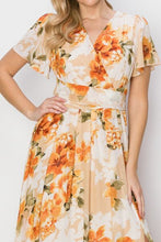 Load image into Gallery viewer, HYFVE Floral Tie Back Short Sleeve Slit Maxi Dress