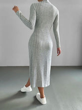 Load image into Gallery viewer, Ribbed Mock Neck Long Sleeve Midi Sweater Dress