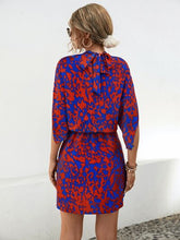 Load image into Gallery viewer, Tied Printed Mock Neck Mini Dress