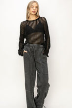 Load image into Gallery viewer, HYFVE Openwork Ribbed Long Sleeve Knit Top