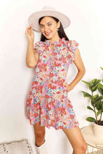 Load image into Gallery viewer, Double Take Floral Tie Neck Cap Sleeve Dress