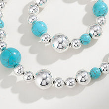 Load image into Gallery viewer, Artificial Turquoise Alloy Beaded Bracelet