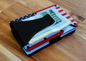 Aluminum RFID Blocking Minimalist Wallet with Vinyl Flag Decal- Veteran Owned