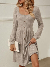 Load image into Gallery viewer, Square Neck Long Sleeve Sweater Dress