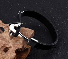 Load image into Gallery viewer, Stainless Steel Anchor Genuine Leather Bracelet
