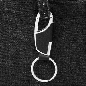 Luxury Leather & Stainless Steel Keychain with Clip