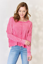 Load image into Gallery viewer, Zenana Washed Waffle-Knit Long Sleeve Top