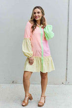 Load image into Gallery viewer, Davi &amp; Dani Flying Colors Full Size Colorblock Long Sleeve Shirt Dress