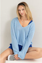 Load image into Gallery viewer, HYFVE V-Neck Stripe Texture Long Sleeve Top