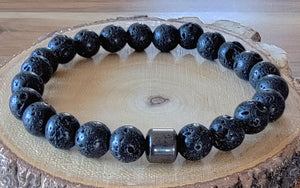 Natural Healing Stone Beads with Magnetic Hematite Jade Bracelet - Unisex