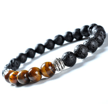 Load image into Gallery viewer, Tiger Eye and Lava Natural Stone Mala Bead Bracelet
