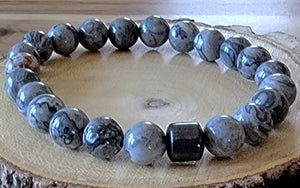 Natural Healing Stone Beads with Magnetic Hematite Jade Bracelet - Unisex