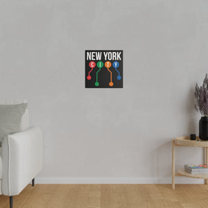 NYC Metro Lines Wall Art | Square Matte Canvas