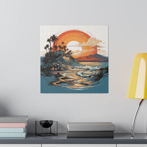 Sunset Beach Wall Art | Square Matte Canvas