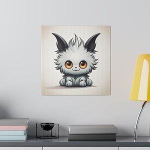 Happy Cartoon Kitty Wall Art | Square Matte Canvas