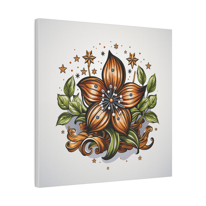 Vintage Style Flower Wall Art | Square Matte Canvas