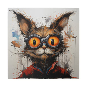 Funky Professor Cat Wall Art | Square Matte Canvas