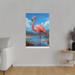 Pink Flamingo on the Beach | Vertical Matte Canvas
