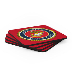 U.S. Marine Corps Emblem Corkwood Coaster Set