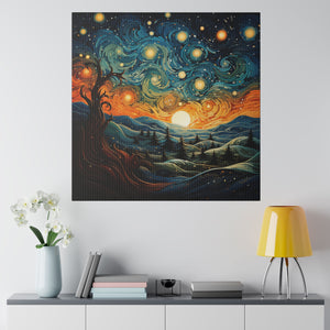 Swirling Stars Wall Art | Square Matte Canvas