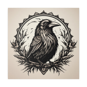 Vintage Gothic Crow Wall Art | Square Matte Canvas