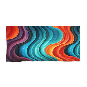 Colorful Wavy Lines Beach Towel