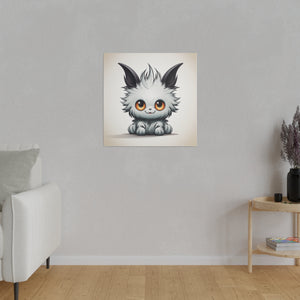 Happy Cartoon Kitty Wall Art | Square Matte Canvas