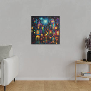 Neon Town Wall Art | Square Matte Canvas