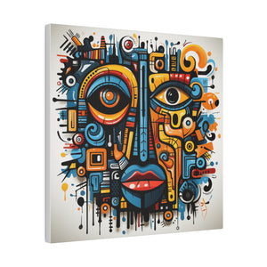 Abstract Tribal Face Wall Art | Square Matte Canvas