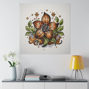 Vintage Style Flower Wall Art | Square Matte Canvas