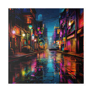 Colorful City Street | Wall Art | Matte Canvas