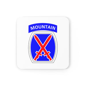 U.S. Army 10th Mountain Division Patch Corkwood Coaster Set