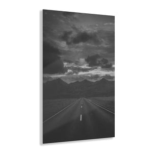 Desert Highway at Sunset Black & White Acrylic Prints