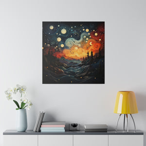 Swirling Night Wall Art | Square Matte Canvas