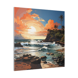 Painted Hawaiian Beach Wall Art | Square Matte Canvas