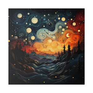 Swirling Night Wall Art | Square Matte Canvas