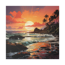 Load image into Gallery viewer, Painted Sunset Beach Wall Art | Square Matte Canvas