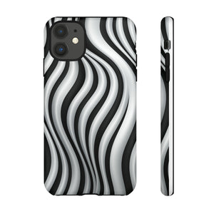 Funky Lines Black and White | iPhone, Samsung Galaxy, and Google Pixel Tough Cases